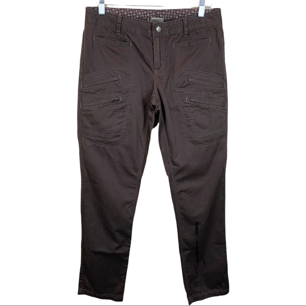 Athleta Brown Cargo Moto Utility Pants Size 8 Multi Pocket